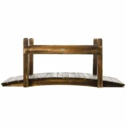 Outsunny 5ft Wooden Garden Bridge With Planters On Safety Railings - Brown - 844-618V00TN -OUTSUNNY Sales Shop o u outsunny 844 618v00tn full3