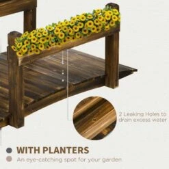 Outsunny 5ft Wooden Garden Bridge With Planters On Safety Railings - Brown - 844-618V00TN -OUTSUNNY Sales Shop o u outsunny 844 618v00tn planters