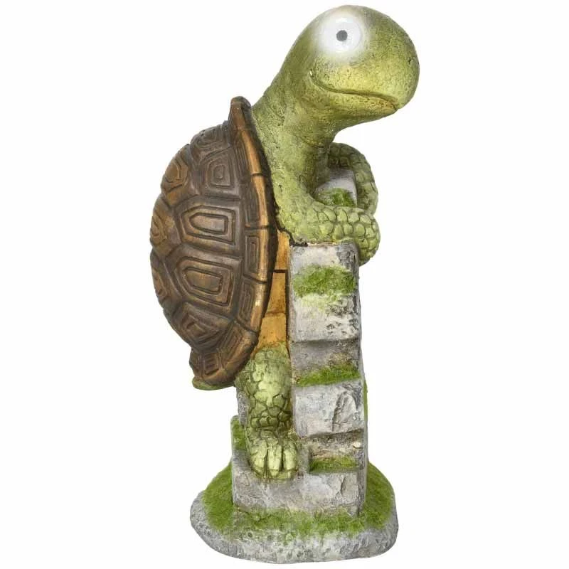 Outsunny Vivid Tortoise Garden Ornament With Solar LED Light - Green - 844-662V00MX 3 Outsunny Vivid Tortoise Garden Ornament With Solar LED Light - Green - 844-662V00MX - Image 3