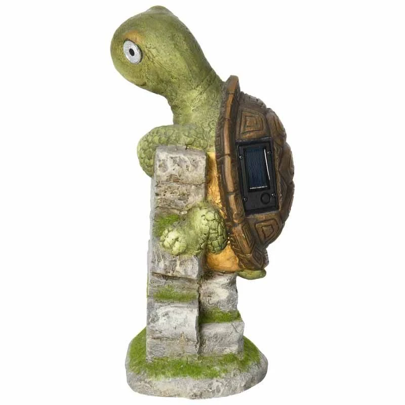 Outsunny Vivid Tortoise Garden Ornament With Solar LED Light - Green - 844-662V00MX 7 Outsunny Vivid Tortoise Garden Ornament With Solar LED Light - Green - 844-662V00MX - Image 7