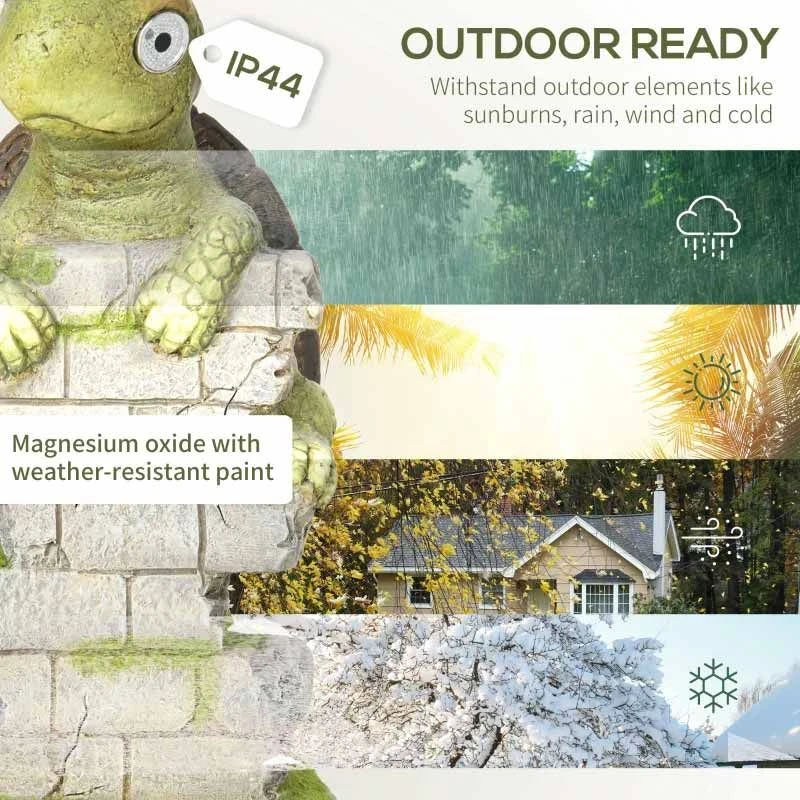 Outsunny Vivid Tortoise Garden Ornament With Solar LED Light - Green - 844-662V00MX 6 Outsunny Vivid Tortoise Garden Ornament With Solar LED Light - Green - 844-662V00MX - Image 6