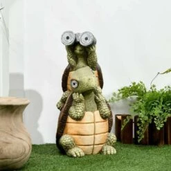 Outsunny Vivid 2 Tortoises Garden Ornament With Solar LED Light - Green - 844-665V00MX -OUTSUNNY Sales Shop o u outsunny 844 665v00mx outdoor2