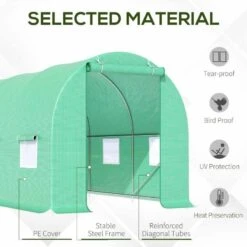Outsunny 4.5m X 2m Walk-in Large Tunnel Greenhouse With Roll-Up Door / Windows - Green - 845-016 13 Outsunny 4.5m X 2m Walk-in Large Tunnel Greenhouse With Roll-Up Door / Windows - Green - 845-016 -OUTSUNNY Sales Shop o u outsunny 845 016 material