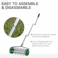 Outsunny Metal Aerator Lawn Roller With 5 Spikes - Green - 845-022 -OUTSUNNY Sales Shop o u outsunny 845 022 assemble