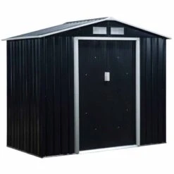 Outsunny 7 X 4ft Lockable Large Garden Metal Storage Shed - Dark Grey - 845-030CG -OUTSUNNY Sales Shop o u outsunny 845 030cg full