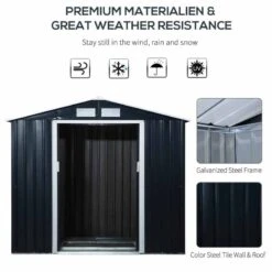 Outsunny 7 X 4ft Lockable Large Garden Metal Storage Shed - Dark Grey - 845-030CG -OUTSUNNY Sales Shop o u outsunny 845 030cg material
