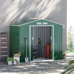 Outsunny 7 X 4ft Large Metal Garden Bike Storage Shed - Green - 845-030GN