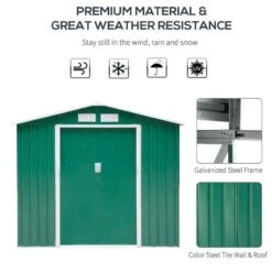 Outsunny 7 X 4ft Large Metal Garden Bike Storage Shed - Green - 845-030GN -OUTSUNNY Sales Shop o u outsunny 845 030gn material