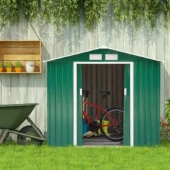 Outsunny 7 X 4ft Large Metal Garden Bike Storage Shed - Green - 845-030GN -OUTSUNNY Sales Shop o u outsunny 845 030gn outdoor