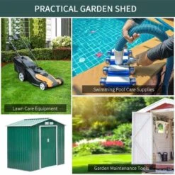 Outsunny 7 X 4ft Large Metal Garden Bike Storage Shed - Green - 845-030GN -OUTSUNNY Sales Shop o u outsunny 845 030gn practical