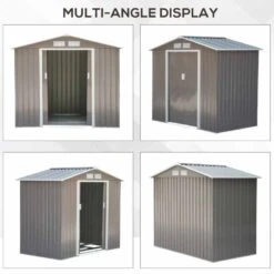 Outsunny 7 X 4ft Lockable Metal Garden Storage Shed With Air Vents - Grey - 845-030GY -OUTSUNNY Sales Shop o u outsunny 845 030gy angle