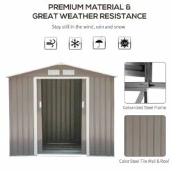 Outsunny 7 X 4ft Lockable Metal Garden Storage Shed With Air Vents - Grey - 845-030GY -OUTSUNNY Sales Shop o u outsunny 845 030gy material