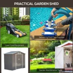 Outsunny 7 X 4ft Lockable Metal Garden Storage Shed With Air Vents - Grey - 845-030GY -OUTSUNNY Sales Shop o u outsunny 845 030gy use