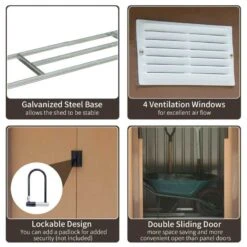 Outsunny 7 X 4ft Lockable Metal Garden Storage Shed With Air Vents - Yellow - 845-030YL -OUTSUNNY Sales Shop o u outsunny 845 030yl features
