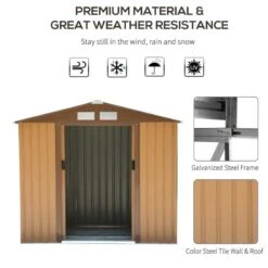 Outsunny 7 X 4ft Lockable Metal Garden Storage Shed With Air Vents - Yellow - 845-030YL -OUTSUNNY Sales Shop o u outsunny 845 030yl material