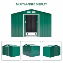 Outsunny 9 X 6ft Large Metal Garden Bike Storage Shed - Green - 845-031GN -OUTSUNNY Sales Shop o u outsunny 845 031gn angle