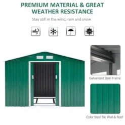 Outsunny 9 X 6ft Large Metal Garden Bike Storage Shed - Green - 845-031GN -OUTSUNNY Sales Shop o u outsunny 845 031gn material