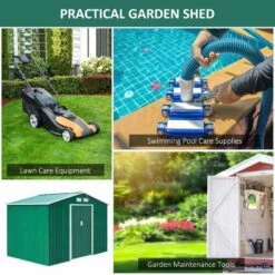 Outsunny 9 X 6ft Large Metal Garden Bike Storage Shed - Green - 845-031GN -OUTSUNNY Sales Shop o u outsunny 845 031gn practical