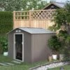Outsunny 9 X 6ft Metal Outdoor Storage Shed With Foundation - Grey - 845-031GY