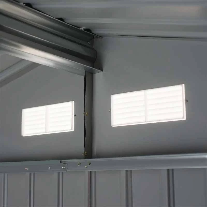 Outsunny 9 X 6ft Metal Outdoor Storage Shed With Foundation - Grey - 845-031GY 8 Outsunny 9 X 6ft Metal Outdoor Storage Shed With Foundation - Grey - 845-031GY - Image 8