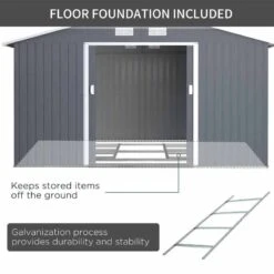 Outsunny 13 X 11ft Galvanized Steel Garden Shed With Foundation - Grey - 845-031V01 16 Outsunny 13 X 11ft Galvanized Steel Garden Shed With Foundation - Grey - 845-031V01 -OUTSUNNY Sales Shop o u outsunny 845 031v01 foundation