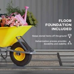 Outsunny 13 X 11ft Metal Storage Shed With Foundation & Doors / Ventilation - Light Grey - 845-031V01LG -OUTSUNNY Sales Shop o u outsunny 845 031v01lg foundation