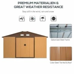 Outsunny 13 X 11ft Outdoor Garden Storage Shed With Foundation - Yellow - 845-031V01YL -OUTSUNNY Sales Shop o u outsunny 845 031v01yl material