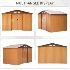 Outsunny 9 X 6ft Large Metal Garden Storage Shed - Yellow - 845-031YL -OUTSUNNY Sales Shop o u outsunny 845 031yl angle