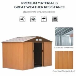 Outsunny 9 X 6ft Large Metal Garden Storage Shed - Yellow - 845-031YL -OUTSUNNY Sales Shop o u outsunny 845 031yl material