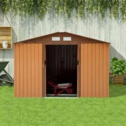 Outsunny 9 X 6ft Large Metal Garden Storage Shed - Yellow - 845-031YL -OUTSUNNY Sales Shop o u outsunny 845 031yl outdoor