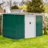 Outsunny 4.2 X 9ft Corrugated Steel Garden Shed & Foundation - Green - 845-032 -OUTSUNNY Sales Shop o u outsunny 845 032