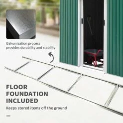 Outsunny 4.2 X 9ft Corrugated Steel Garden Shed & Foundation - Green - 845-032 -OUTSUNNY Sales Shop o u outsunny 845 032 foundation