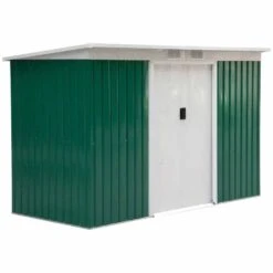 Outsunny 4.2 X 9ft Corrugated Steel Garden Shed & Foundation - Green - 845-032 -OUTSUNNY Sales Shop o u outsunny 845 032 full