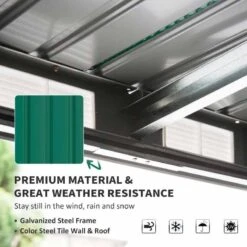 Outsunny 4.2 X 9ft Corrugated Steel Garden Shed & Foundation - Green - 845-032 -OUTSUNNY Sales Shop o u outsunny 845 032 material