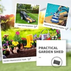 Outsunny 4.2 X 9ft Corrugated Steel Garden Shed & Foundation - Green - 845-032 -OUTSUNNY Sales Shop o u outsunny 845 032 practical