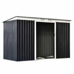 Outsunny 9ft X 4ft Metal Garden Storage Shed With Air Vent & Doors - Dark Grey - 845-032CG -OUTSUNNY Sales Shop o u outsunny 845 032cg full2