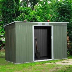Outsunny 9ft X 4.25ft Metal Garden Storage Shed With Foundation & Doors / Ventilation - Light Green - 845-032GN -OUTSUNNY Sales Shop o u outsunny 845 032gn outdoor