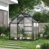 Outsunny 6 X 4ft Large Aluminium Polycarbonate Walk-In Greenhouse With Slide Door - Clear - 845-057GY -OUTSUNNY Sales Shop o u outsunny 845 057gy