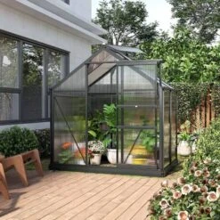 Outsunny 6 X 4ft Large Aluminium Polycarbonate Walk-In Greenhouse With Slide Door - Clear - 845-057GY -OUTSUNNY Sales Shop o u outsunny 845 057gy outdoor