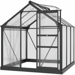 Outsunny 6 X 6ft Aluminium Large Walk-In Poly Greenhouse With Slide Door - Grey & Clear - 845-058GY 12 Outsunny 6 X 6ft Aluminium Large Walk-In Poly Greenhouse With Slide Door - Grey & Clear - 845-058GY -OUTSUNNY Sales Shop o u outsunny 845 058gy full