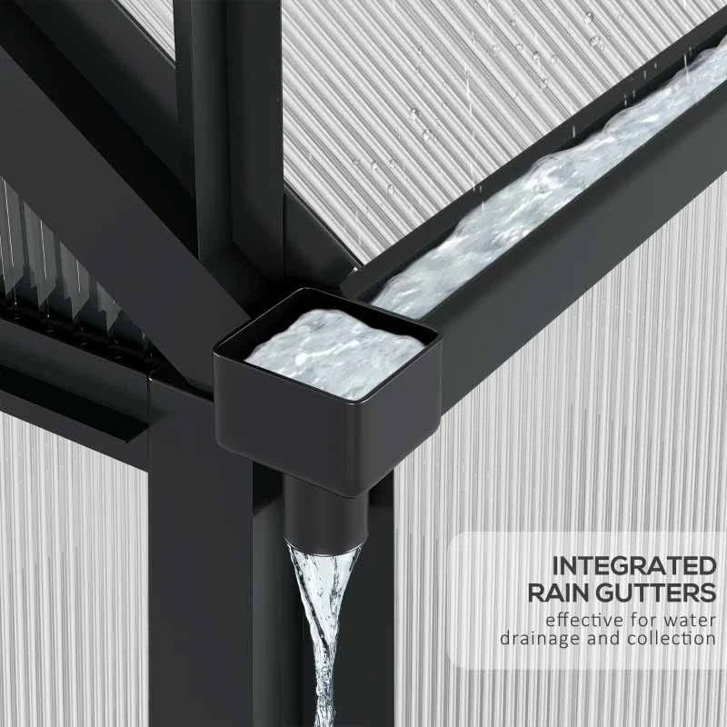 Outsunny 6 X 6ft Aluminium Large Walk-In Poly Greenhouse With Slide Door - Grey & Clear - 845-058GY 7 Outsunny 6 X 6ft Aluminium Large Walk-In Poly Greenhouse With Slide Door - Grey & Clear - 845-058GY - Image 7