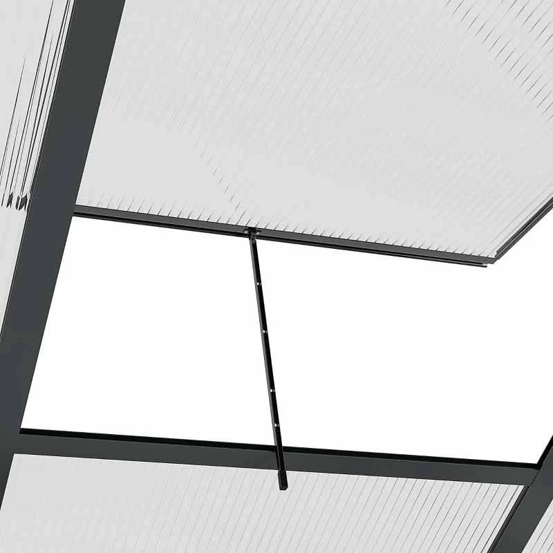 Outsunny 6 X 6ft Aluminium Large Walk-In Poly Greenhouse With Slide Door - Grey & Clear - 845-058GY 8 Outsunny 6 X 6ft Aluminium Large Walk-In Poly Greenhouse With Slide Door - Grey & Clear - 845-058GY - Image 8