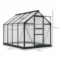 Outsunny 6 X 8ft Aluminium Large Walk-In Poly Greenhouse With Slide Door - Grey & Clear - 845-059GY 11 Outsunny 6 X 8ft Aluminium Large Walk-In Poly Greenhouse With Slide Door - Grey & Clear - 845-059GY -OUTSUNNY Sales Shop o u outsunny 845 059gy dimensions