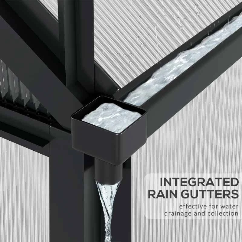 Outsunny 6 X 8ft Aluminium Large Walk-In Poly Greenhouse With Slide Door - Grey & Clear - 845-059GY 7 Outsunny 6 X 8ft Aluminium Large Walk-In Poly Greenhouse With Slide Door - Grey & Clear - 845-059GY - Image 7