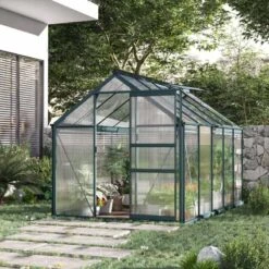Outsunny 10ft X 6ft Aluminium Frame Walk-in Greenhouse With Roof Vent - Dark Green - 845-059V01