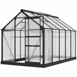 Outsunny 6 X 10ft Aluminium Large Walk-In Poly Greenhouse With Slide Door - Grey & Clear - 845-059V01GY -OUTSUNNY Sales Shop o u outsunny 845 059v01gy full2