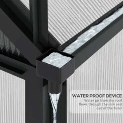 Outsunny 6 X 10ft Aluminium Large Walk-In Poly Greenhouse With Slide Door - Grey & Clear - 845-059V01GY -OUTSUNNY Sales Shop o u outsunny 845 059v01gy gutters