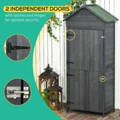 Outsunny 4-Tier Garden Wooden Storage Shed With 3 Shelves & 2 Doors - Grey - 845-063V01GY 15 Outsunny 4-Tier Garden Wooden Storage Shed With 3 Shelves & 2 Doors - Grey - 845-063V01GY -OUTSUNNY Sales Shop o u outsunny 845 063v01gy doors