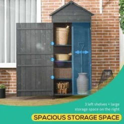 Outsunny 4-Tier Garden Wooden Storage Shed With 3 Shelves & 2 Doors - Grey - 845-063V01GY 13 Outsunny 4-Tier Garden Wooden Storage Shed With 3 Shelves & 2 Doors - Grey - 845-063V01GY -OUTSUNNY Sales Shop o u outsunny 845 063v01gy storage