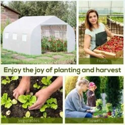 Outsunny Walk-In Large Polytunnel Greenhouse With Galvanised Steel Frame 445L X 299W X 205Hcm - White - 845-070 -OUTSUNNY Sales Shop o u outsunny 845 070 use